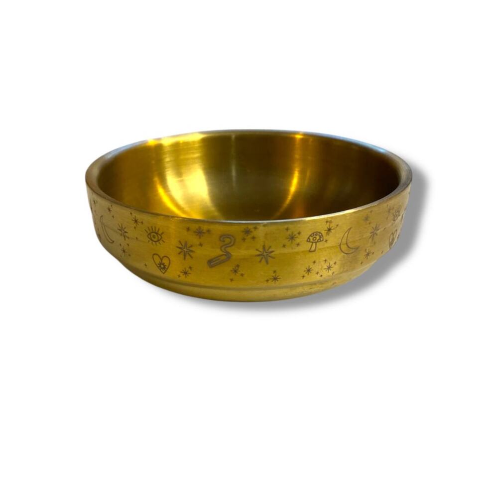 Goddess Provisions Golden Altar Bowl Smudging Incense Etched 3.5"